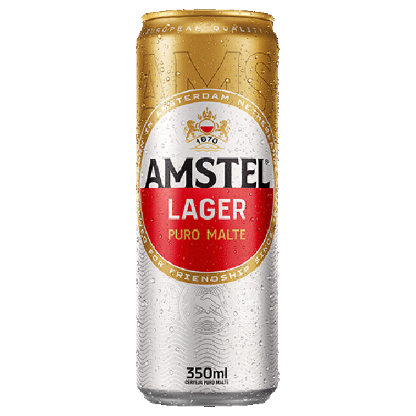 Lata de cerveja 350ml Amstel.